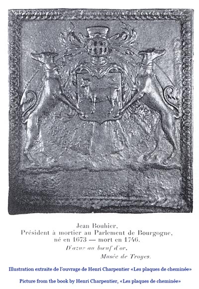 Великолепная каминная плита, украшенная гербами Жана Буэ де Савини, первой половины 18 века.-10