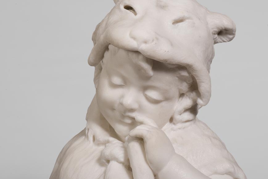 «Ребенок-Геракл», великолепная статуя из скульптурного мрамора, около 1880 года.-3