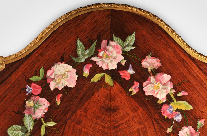 ЖЮЛЬЕН-НИКОЛЯ РИВАР (1802-1867) - Стол из розового дерева в стиле Людовика  XV,  украшенный маркетри из фарфора-6