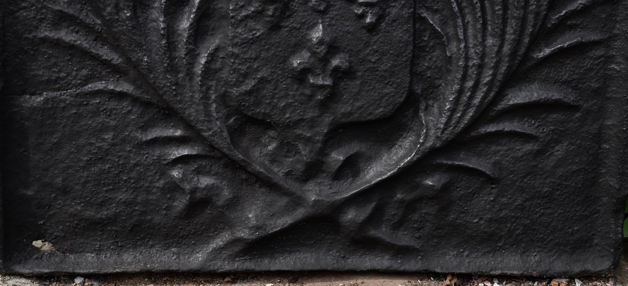 Старинная каминная плита, украшенная гербами Франции, датированная 1659 годом.-4