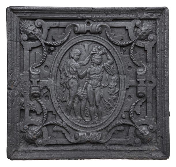 Сцена коронации, старинная каминная плита 17 века.-0