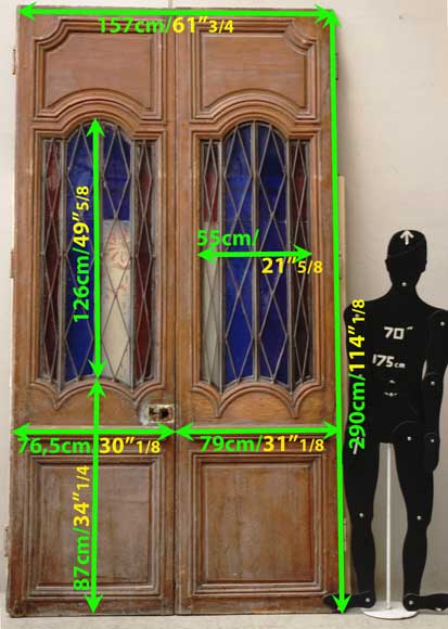 Двойная деревянная дверь 18 века с железными деталями 19 века-11