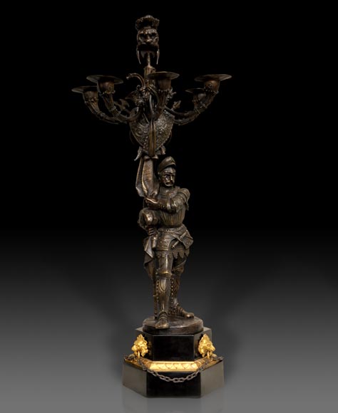 Жан-Франсуа Гештер (1796-1844) - Пара канделябров, украшенных рыцарями.-1