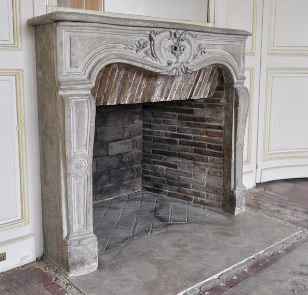 Часть деревянной отделки комнаты в стиле Людовика XV с каменным камином 18 века.-14